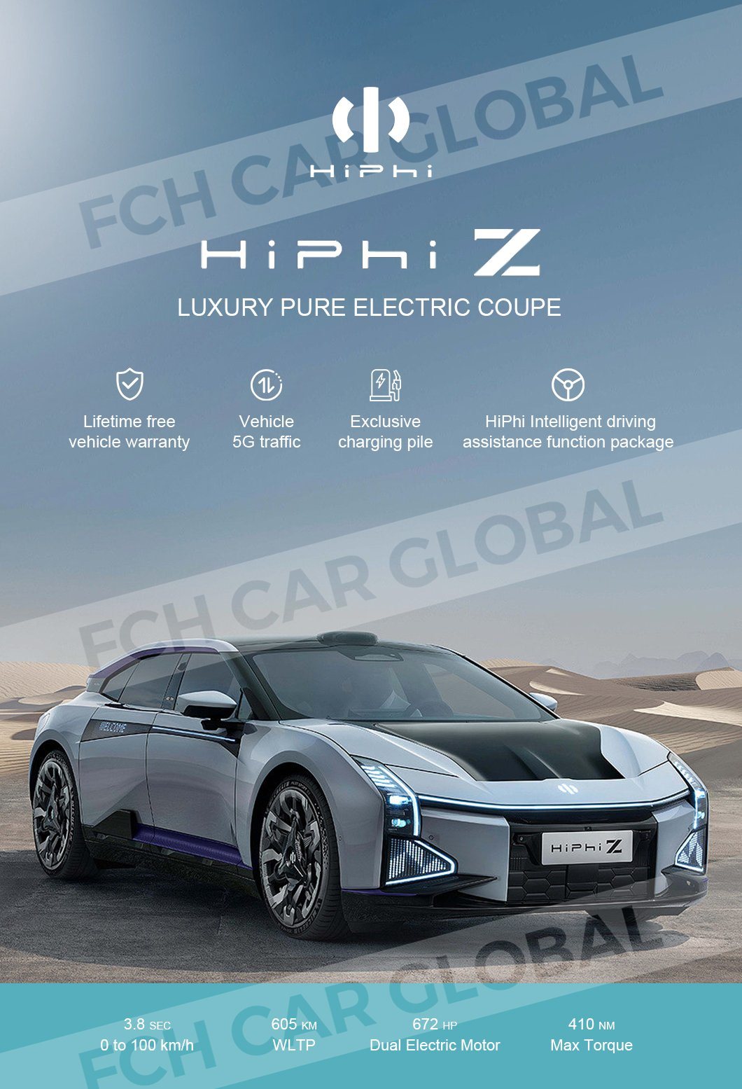 2023 New Energy Hiphi Model Z 4WD 535km Chinese Luxury Sport Electric Vehicle with High Performance
