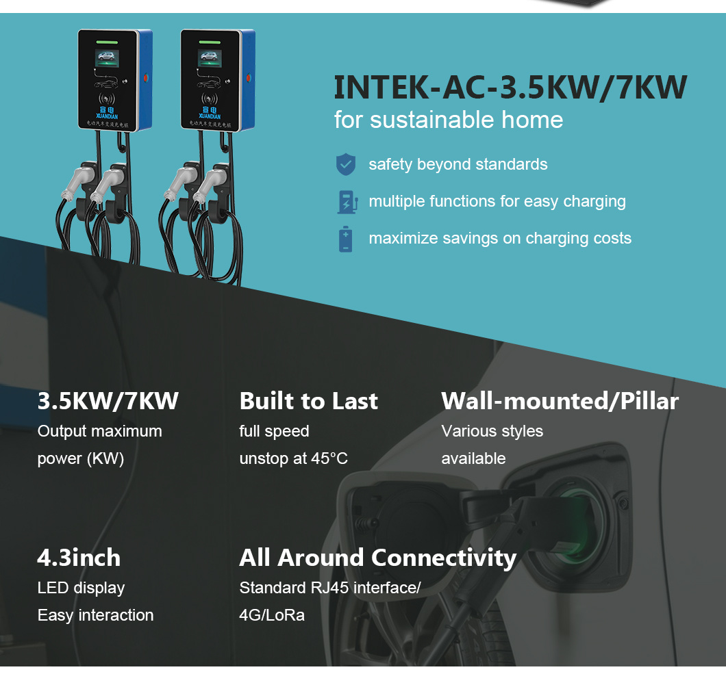 Mode 3 7kw 3 Phase EV Charger Level 2 Electric Car Charging Station