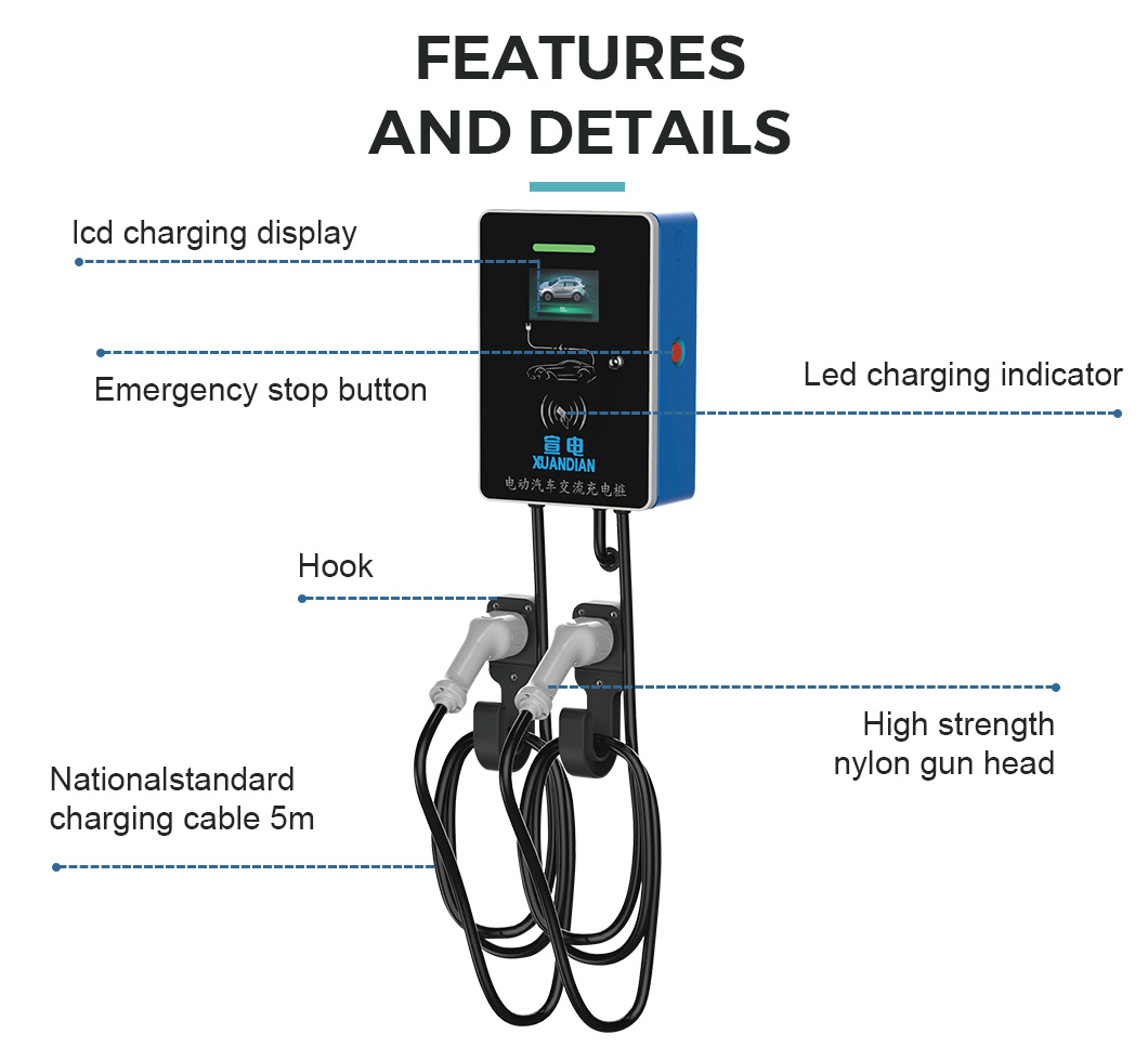 Mode 3 7kw 3 Phase EV Charger Level 2 Electric Car Charging Station