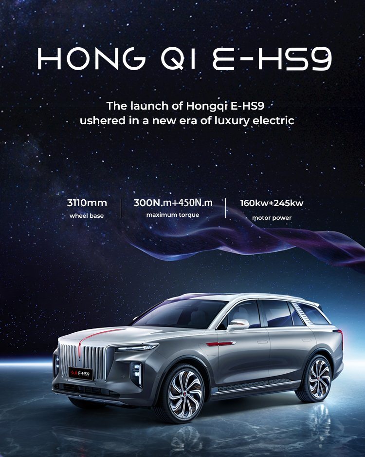 2023 Promotion Hongqi Ehs9 High Performance Luxury Flaggship New Energy Vehicle Airmatic Safety Tire Large Size New Vehicle Used Car Powerful Big Electric SUV