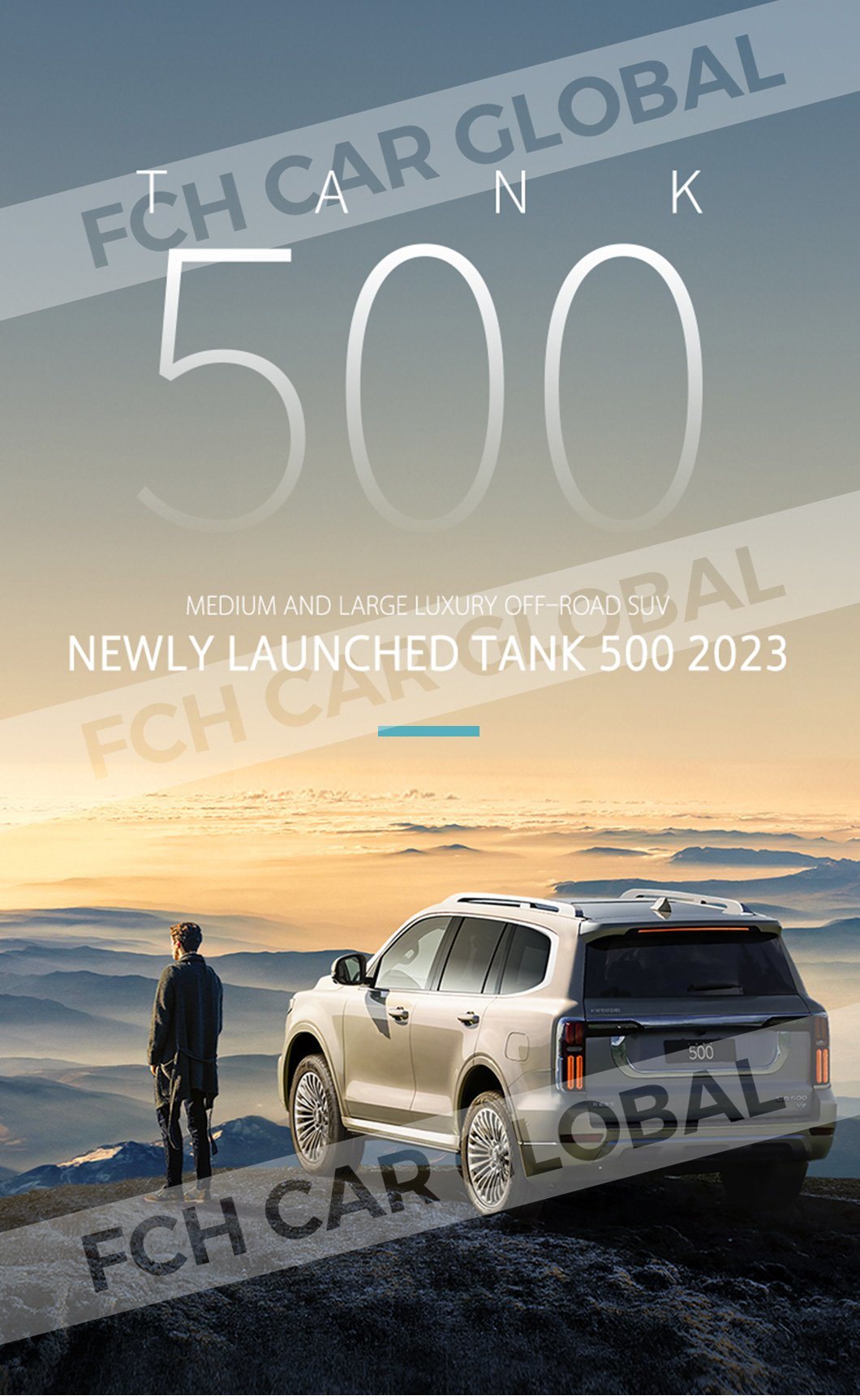 Gwm Tank 500 Bluetooth Key Car 4WD 3.0t 360 HP V6 High Performance 7 Seat Large SUV New Energy Vehicles with 48V Hybrid System